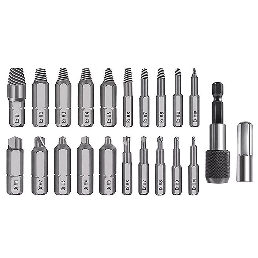 22-Piece Broken Screw Extractor Set for Damaged Stripped Bolts and Drill Bits