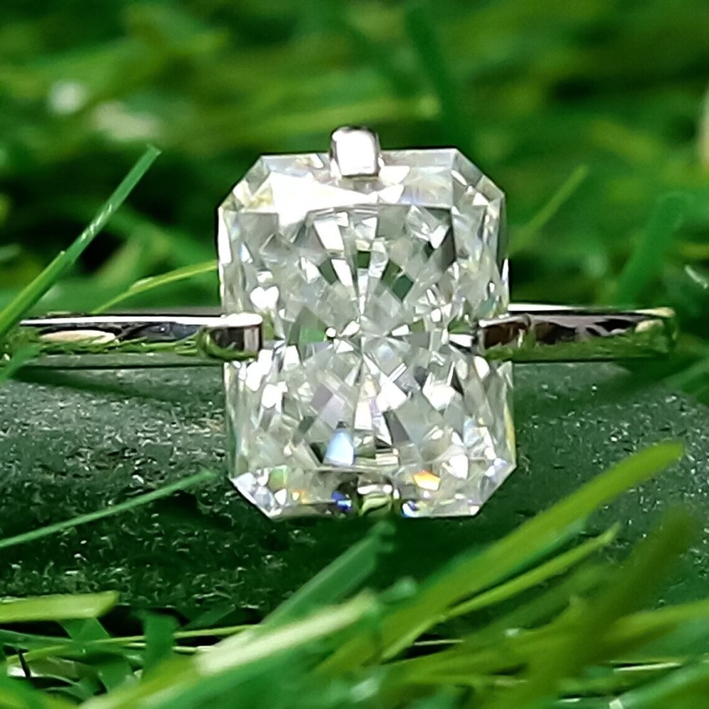 4.10 Ct Certified Radiant Cut Off White Diamond 925 Silver Ring For Mother