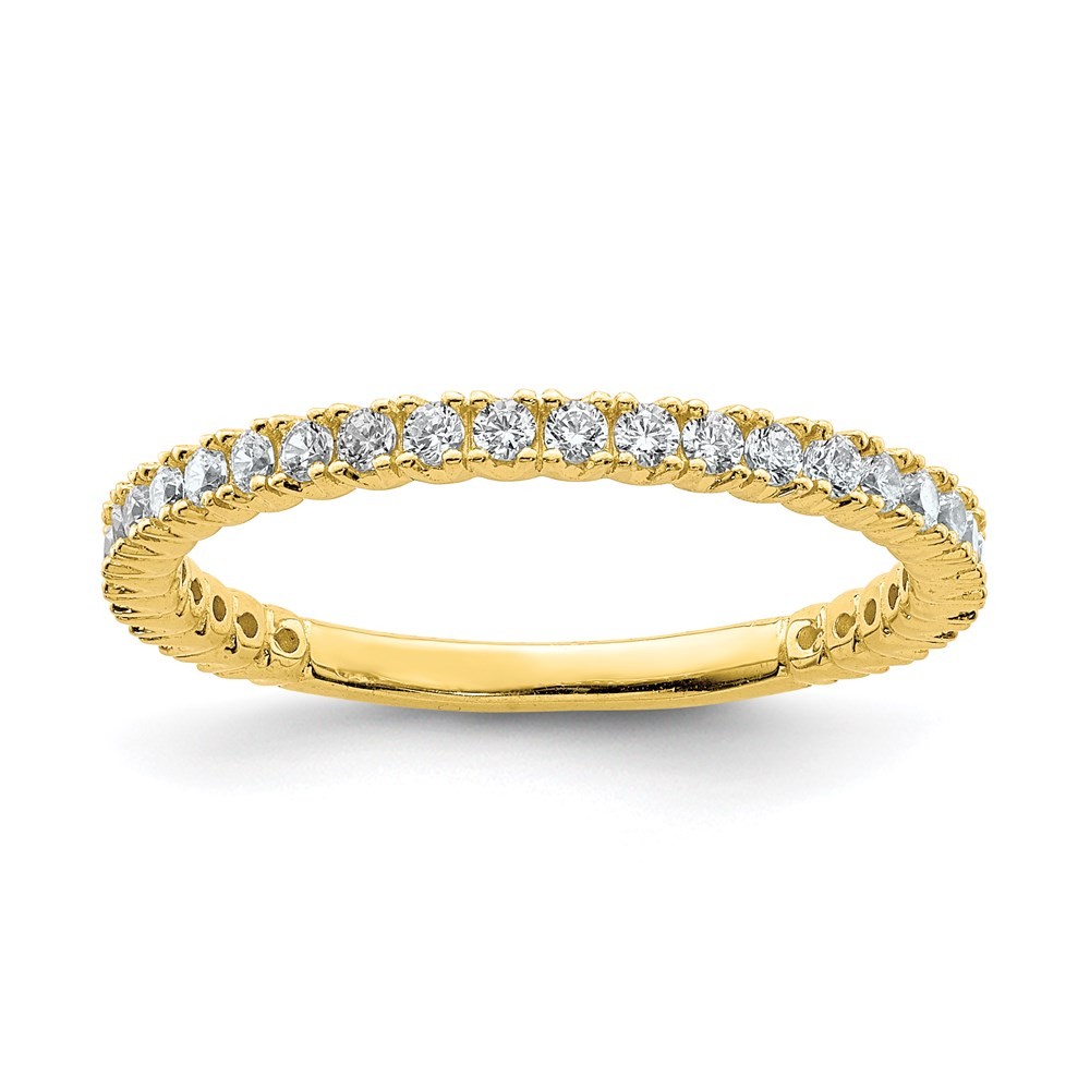 925 Sterling Silver Gold-tone Flash Gold-plated Cubic Zirconia Band Ring Size 6