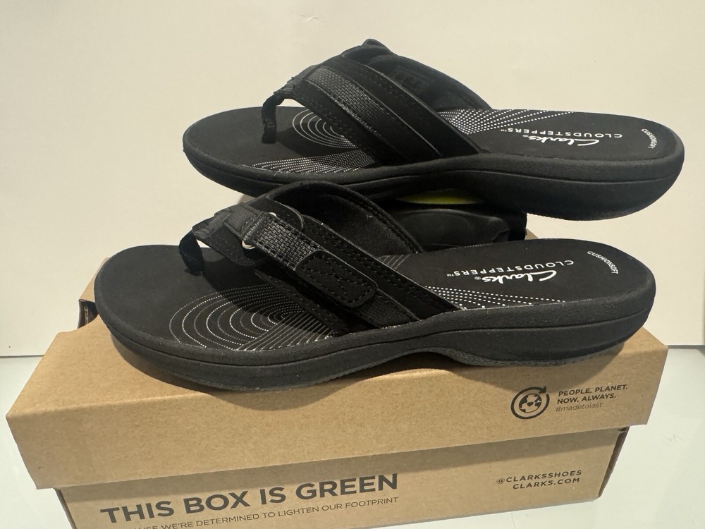Clarks Womens Cloudsteppers Breeze Sea Black Flip Flop Sandals