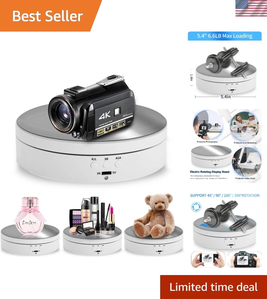 Compact USB-Powered 5.4in Rotating Display Stand with Adjustable Speed