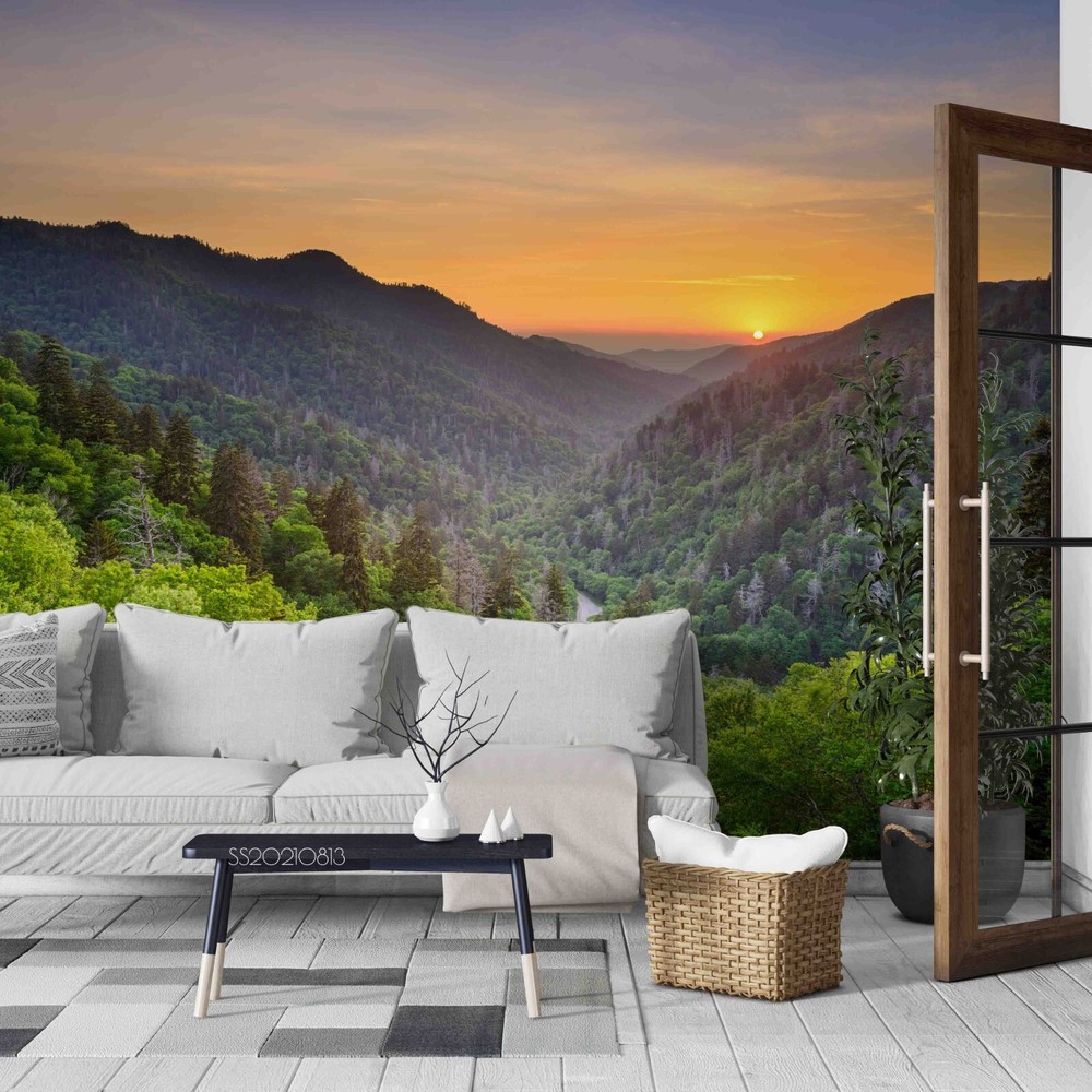 3D Sunset Sky Forest Scenery Wall Murals Wallpaper Murals Wall Sticker