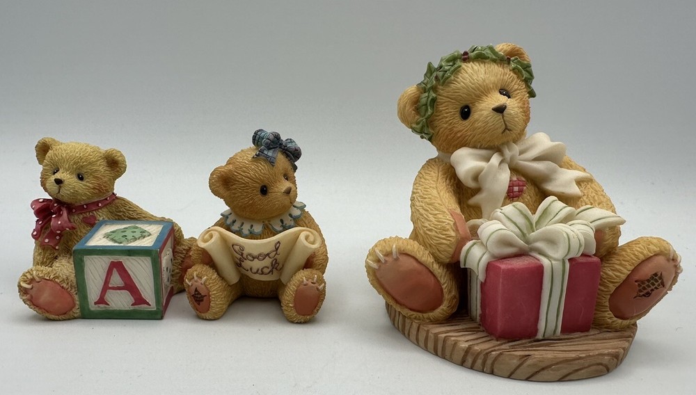 Vintage Enesco Three Cherished Teddies Figurines 1900s Great Condition