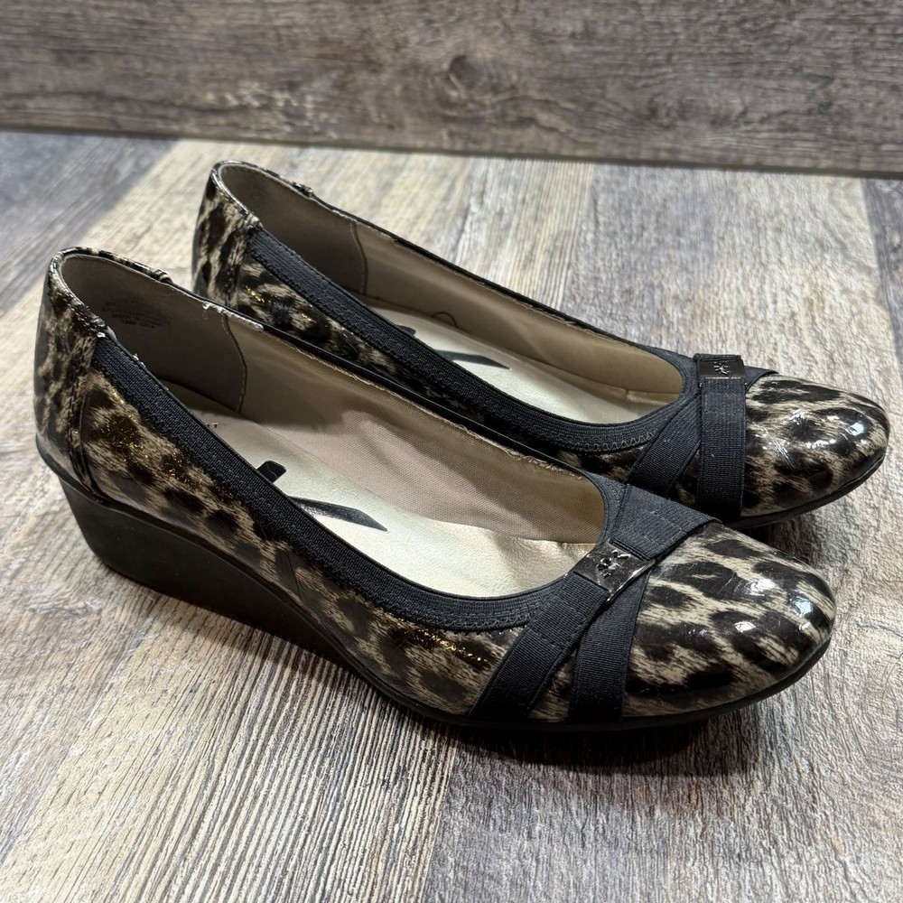 Anne Klein Sport Definitely Animal Leopard Print Wedge Ballet Flats Women’s 8.5