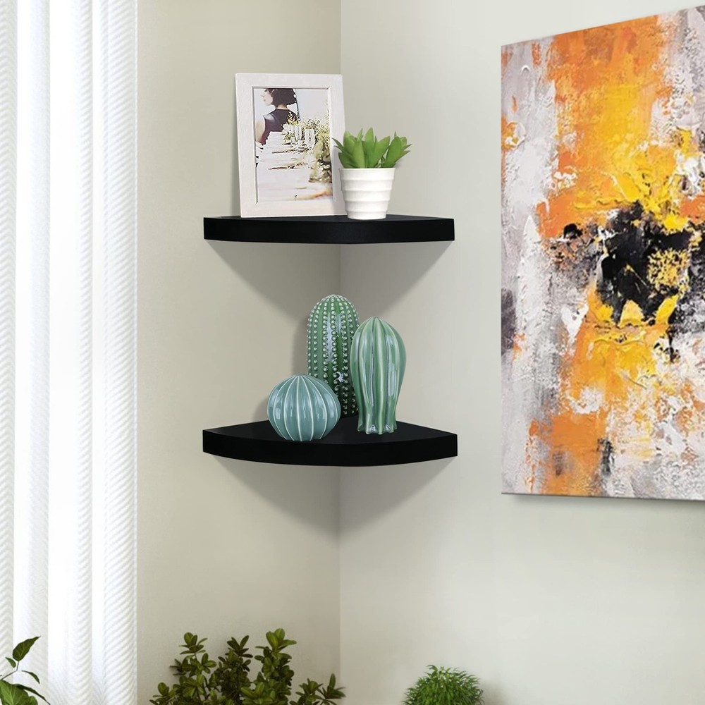 Modern Black Floating Corner Shelves for Space-Saving Storage