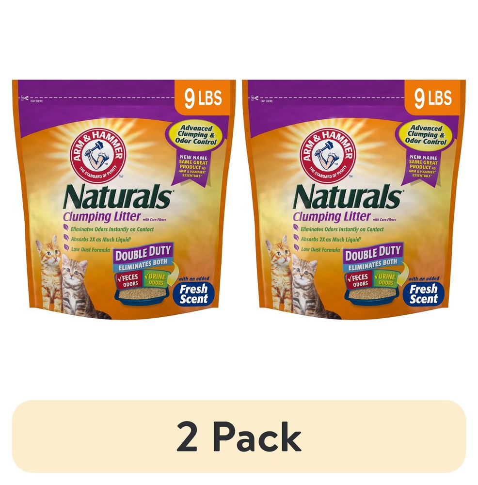 2-Pack Natural Clumping Cat Litter with Corn Fibers & Odor Control - 9 lbs