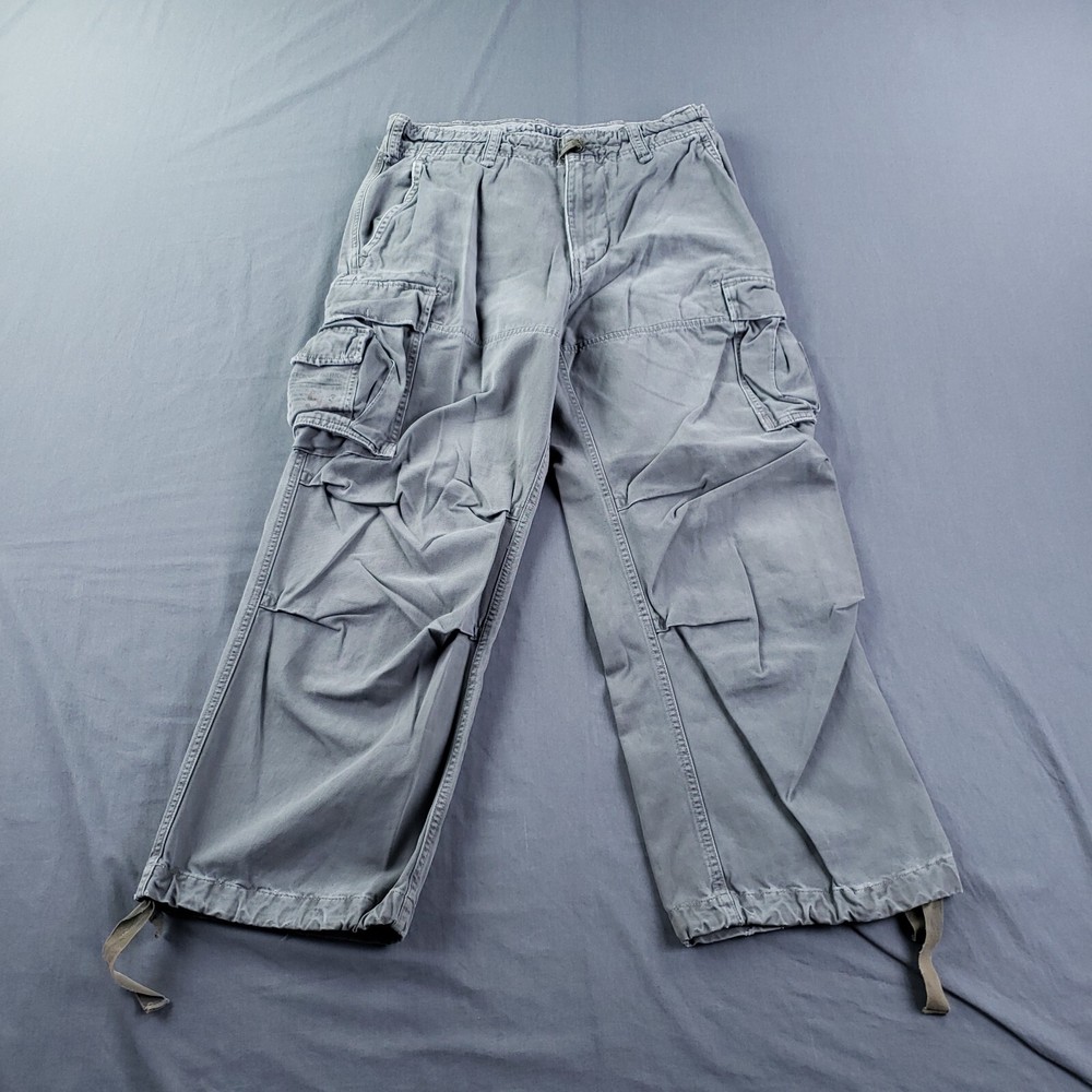 Abercrombie Fitch Pants 30R Gray Military Paratrooper Cargo A-92 Baggy Y2K VTG