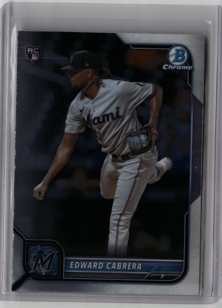 EDWARD CABRERA ROOKIE BOWMAN CHROME 2022 MLB MIAMI MARLINS RC #44 FREE SHIPPING