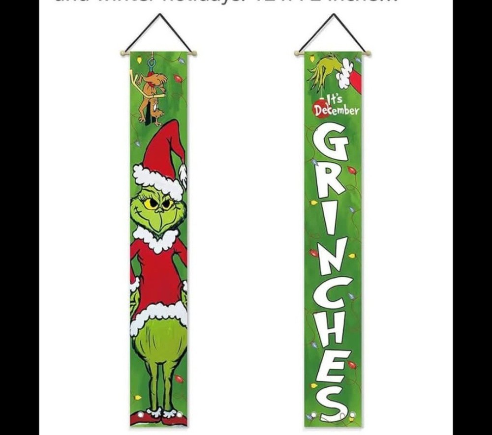 Grinch Christmas Light Up Porch Sign Door Banner Set of 50 Packs