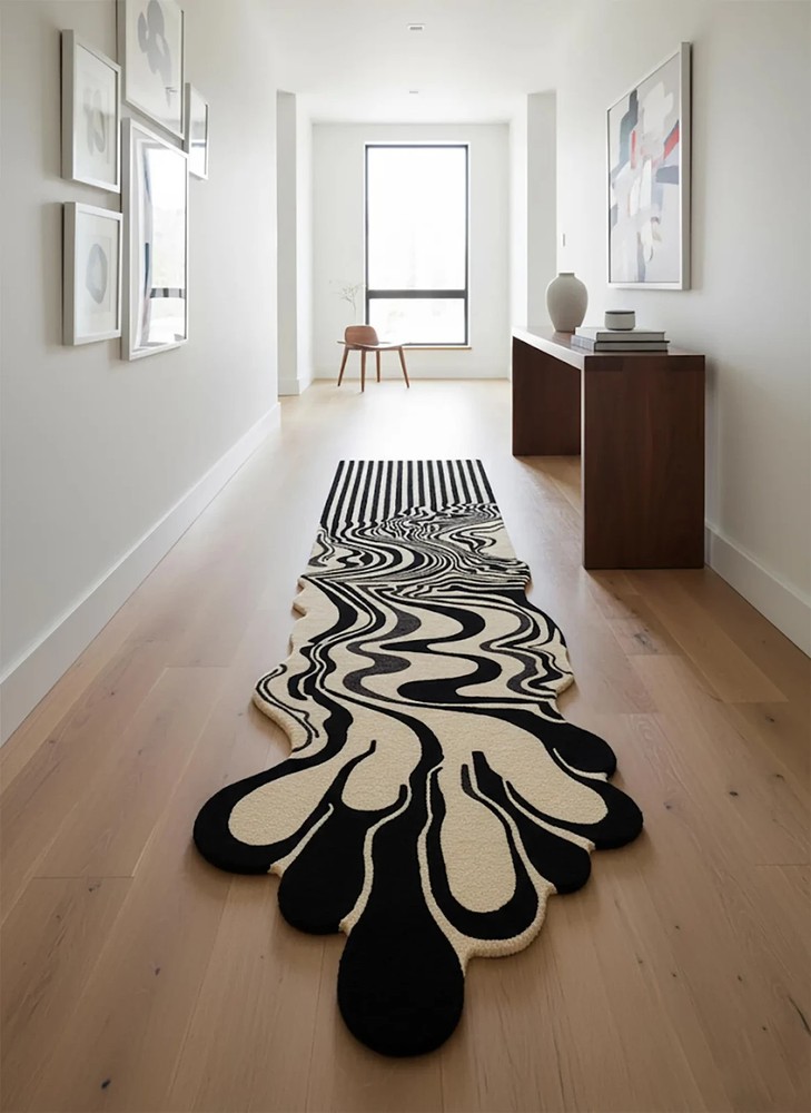 Hand-Tufted Wool Runner Rug: Melting Design, Custom Size