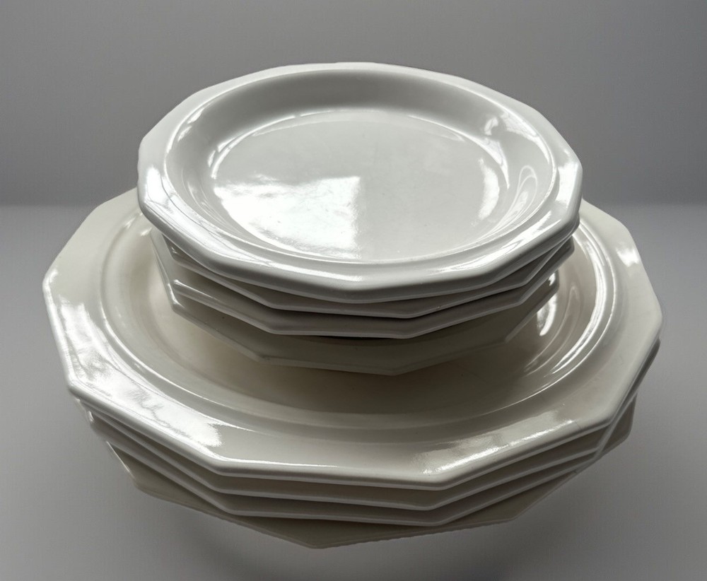 Set of 8 Pfaltzgraff Heritage White Dinner Salad Plates  Stoneware 10 3/8