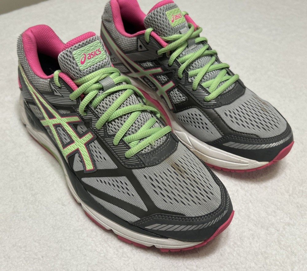 Asics Womens Gel Foundation 12 Silver-Gray  Pistachio Pink  Shoes Size 10