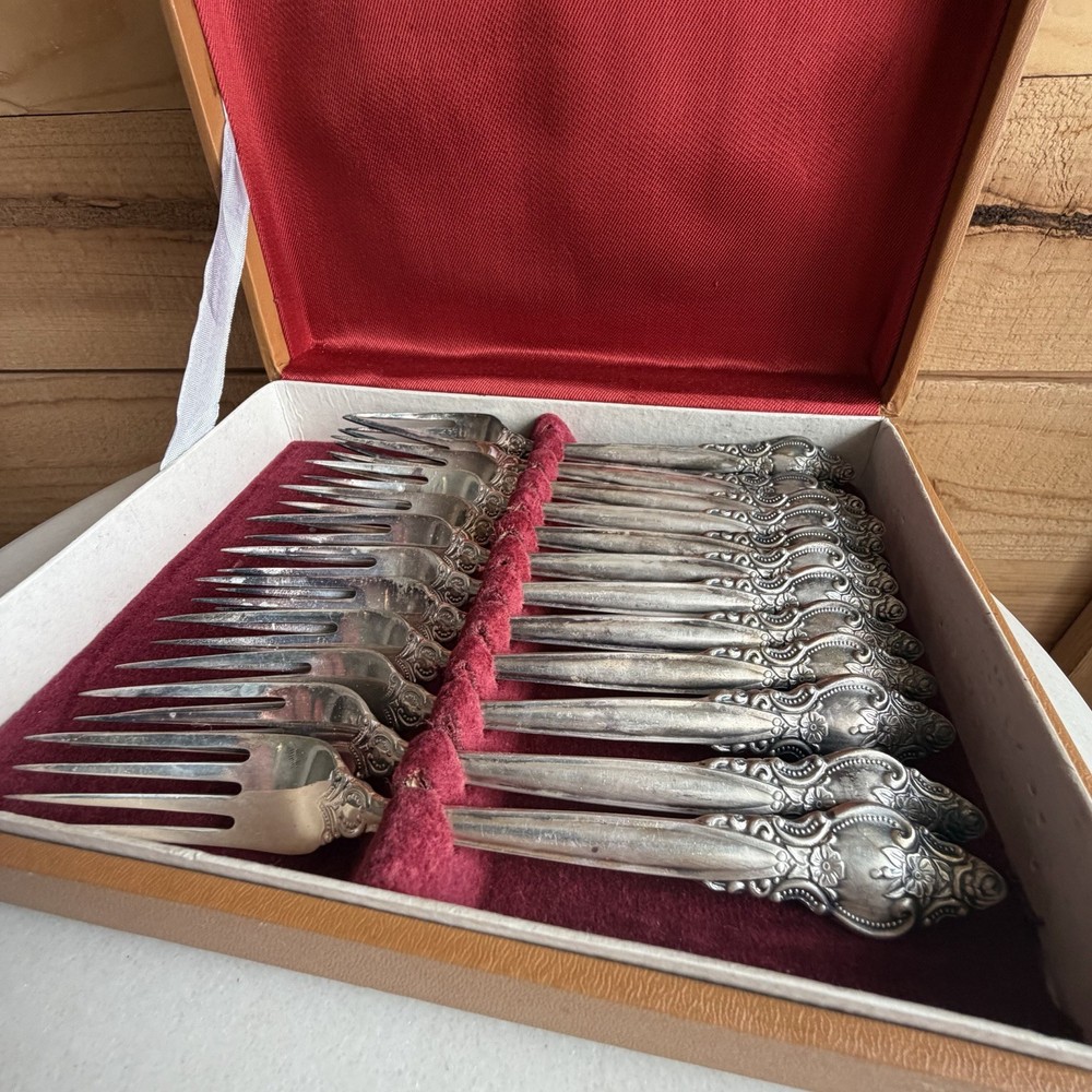 Nickel Silver Forks Russian Vintage Collection МНЦ ц 3Р 30К VTG Spoon Set (12)