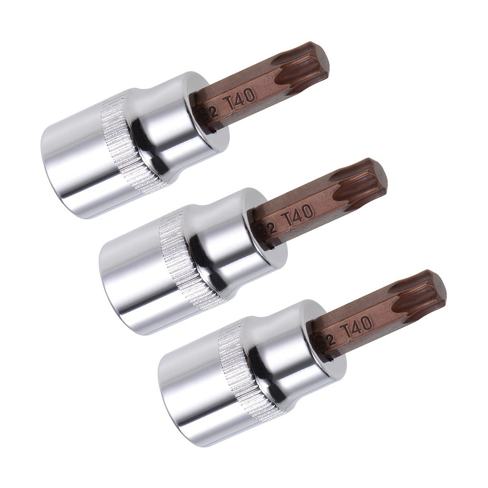 3pcs 3/8-Inch Drive T40 Torx Bit Socket S2 Steel 48mm