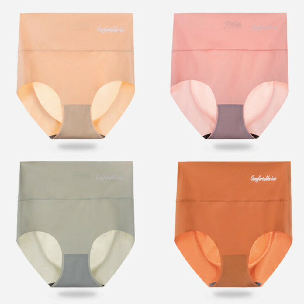 Women Ice Silk Briefs Seamless Control String Underwear Panties Tummy Shapewear