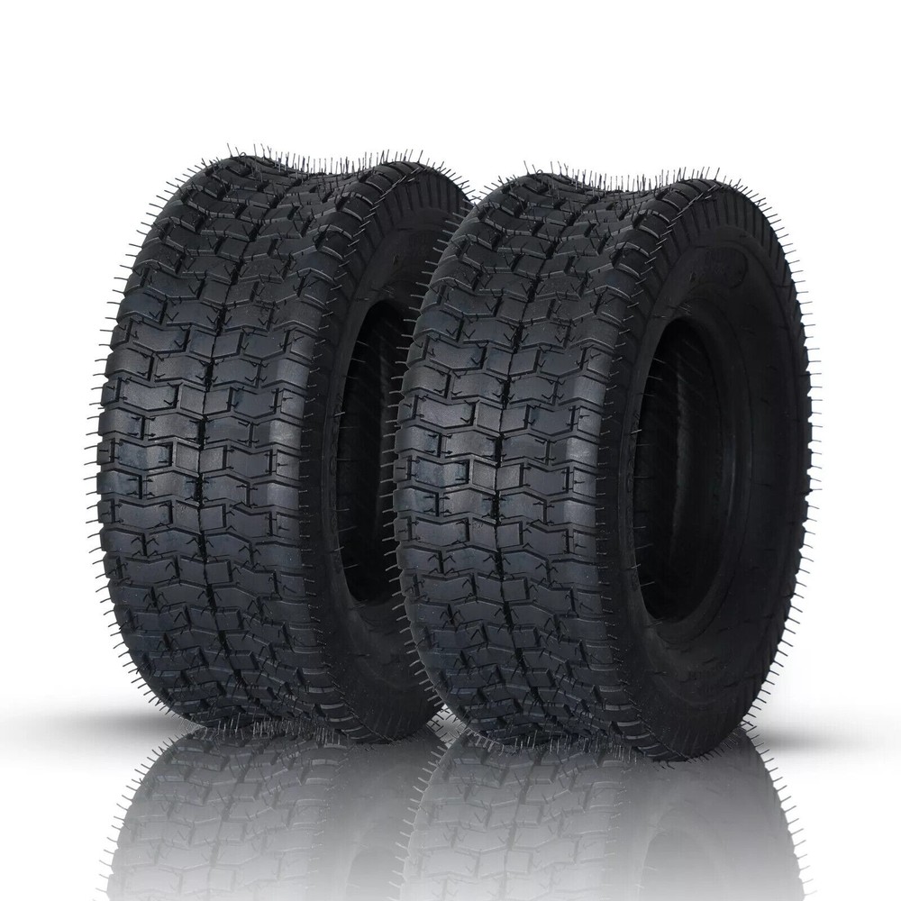 Set of 2 Heavy-Duty 15x6.00-6 Tubeless Lawn Mower Tires for Go Karts