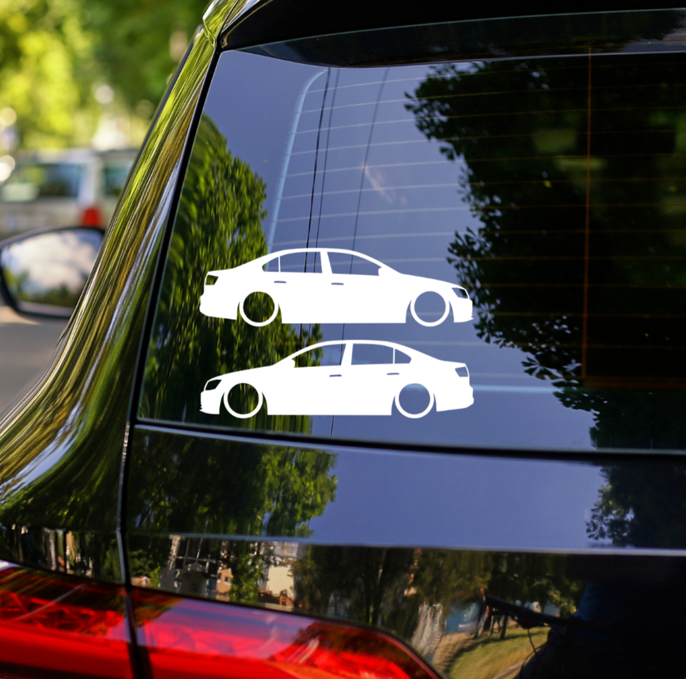 2x Lowered Car Silhouette Decal Stickers for VW Jetta Mk6 2011-2018