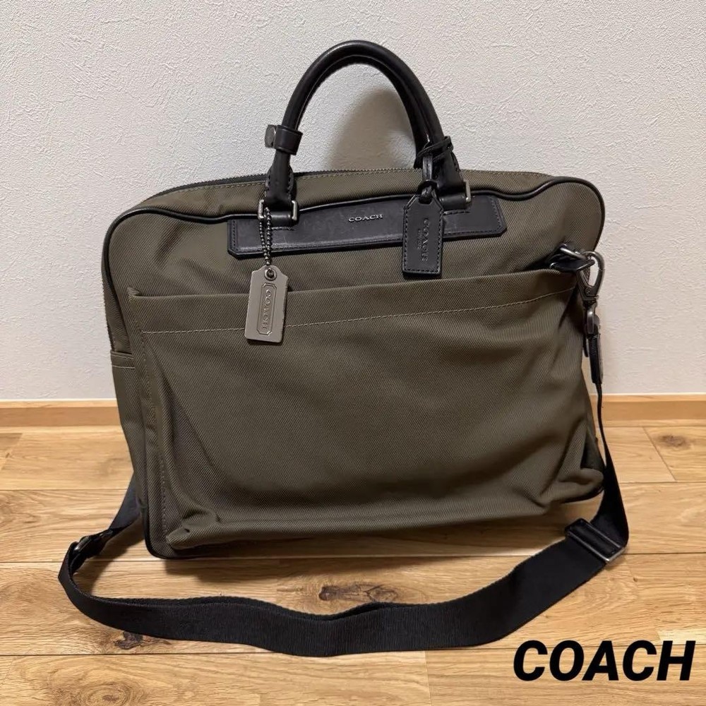 Coach Khaki 2-Way Business Shoulder Bag with Removable Strap Pre-Owned