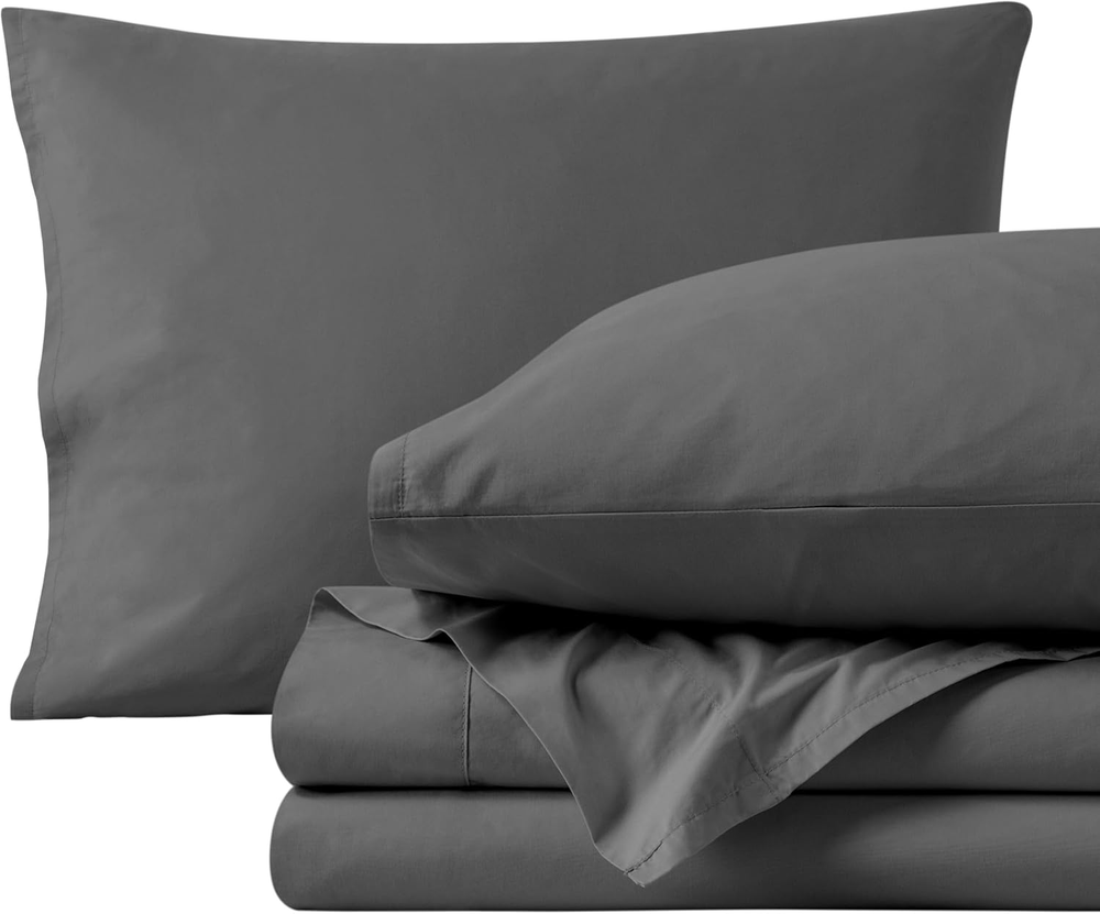 100% Organic Cotton King Sheet Set - Crisp Percale Weave - Cool, Breathable, and