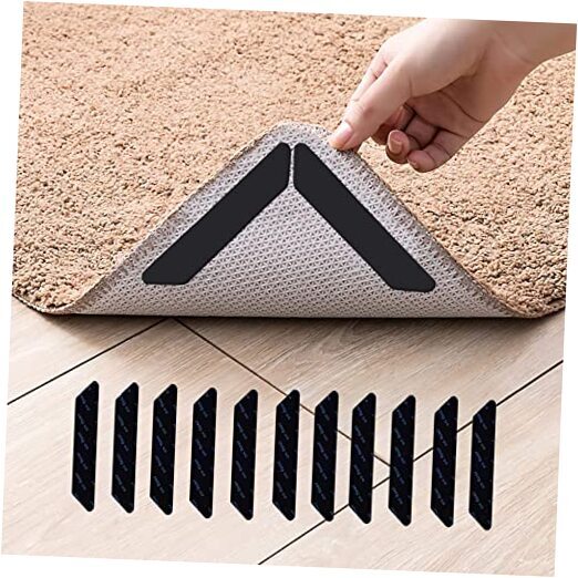 12 PCS Rug Tape, Reusable Non-Slip Rug Pads Washable Double Sided Rugs Tape