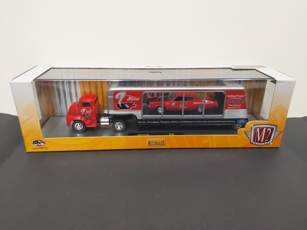 M2 Machines 1/64 Auto Haulers 1956 Ford COE & 1970 Ford Torino Cobra (Red)