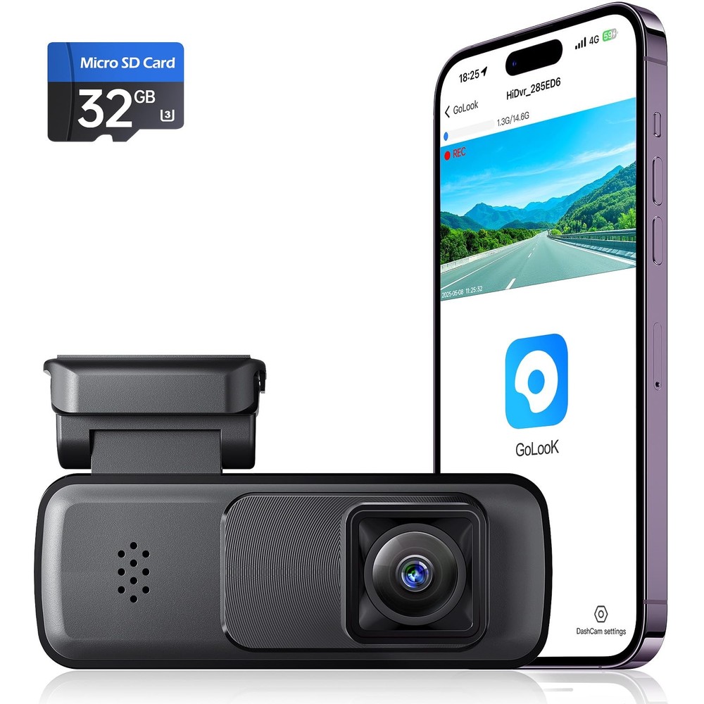 Mini Dash Cam Front 2K, Dash Camera for Cars,Dashcam Built-in WiFi Wireless w...