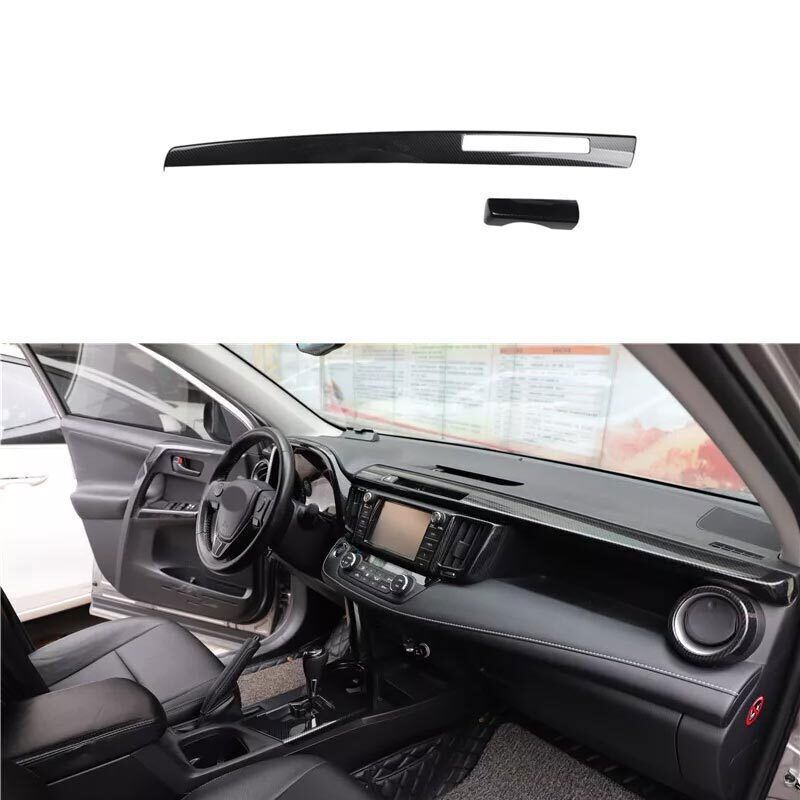 2x Carbon Fiber Console Instrument Molding Cover Trim 2013-2018 For Toyota RAV4