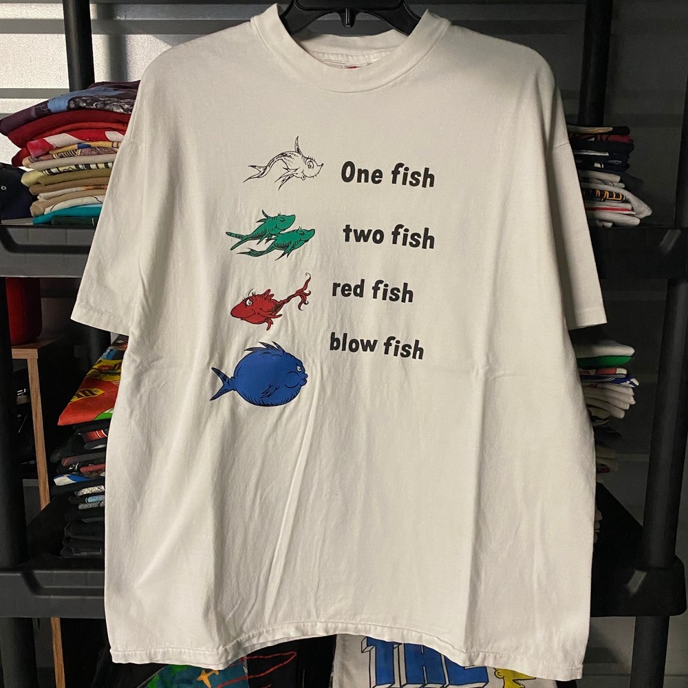 Vintage 90s Hootie And The Blowfish One Fish Two Fish Dr Seuss Band Tee XL