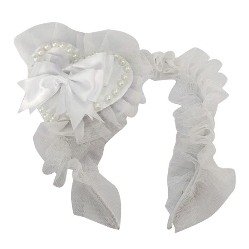 Gothic Lace Pearl Bows Headwear for Parties and Photography