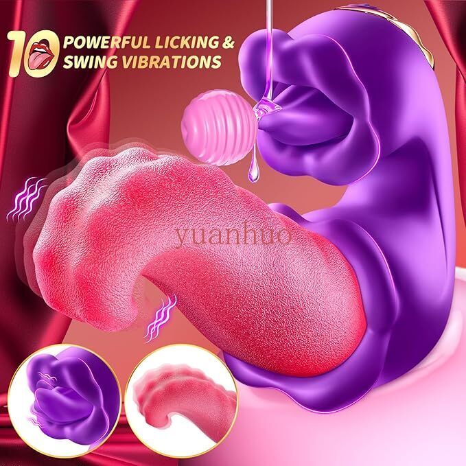 2-in-1 Rose Tongue Vibrator for Clit and Oral Massage for Women