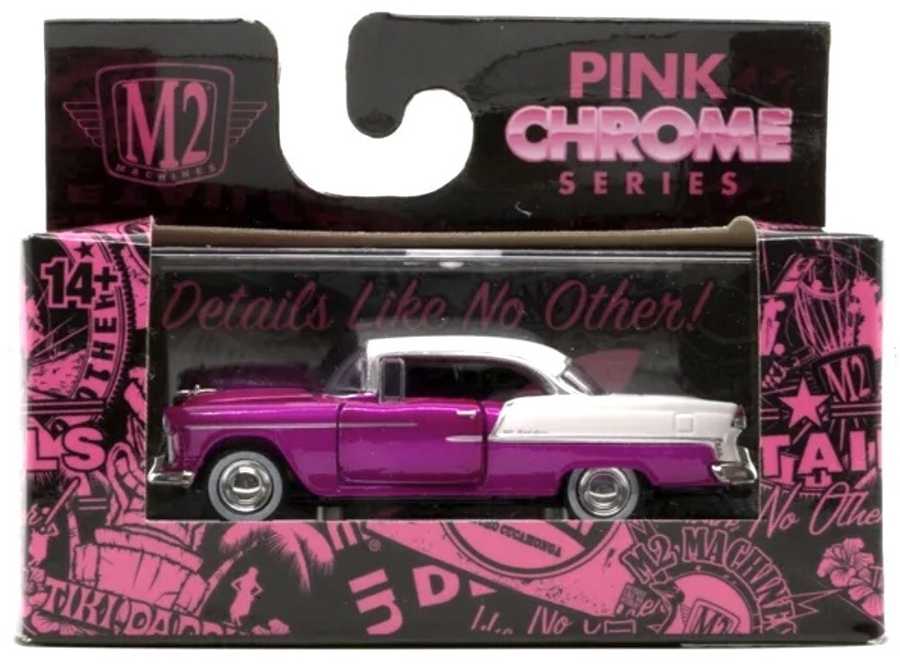 M2 MACHINES 1955 CHEVY BEL AIR PINK CHROME SERIES