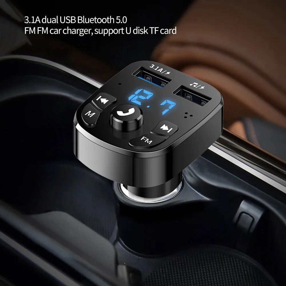 Black Wireless Bluetooth 5.0 Modulator Mp3 Player Adapter Car FM Transmitter