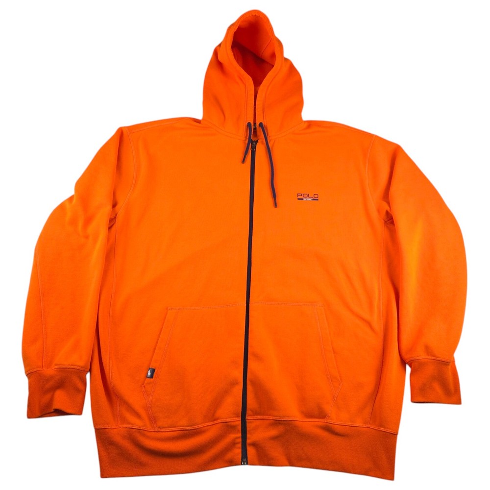 Mens Polo Sport Performance Hoodie Full Zip Orange Size 2XLT