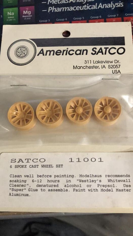 11001 American Satco 1/24th scale resin model car 6 spoke cast wheel set