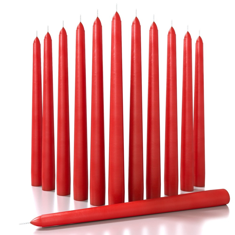 12 Inch Unscented Hand-Dipped Taper Candles 12 Pack Long Burn Time