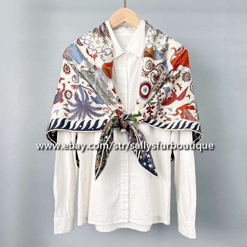 Sallys Jacquard 70% Cashmere 30% Silk Wrap Tribal Print 2 Face Shawl Scarf 43