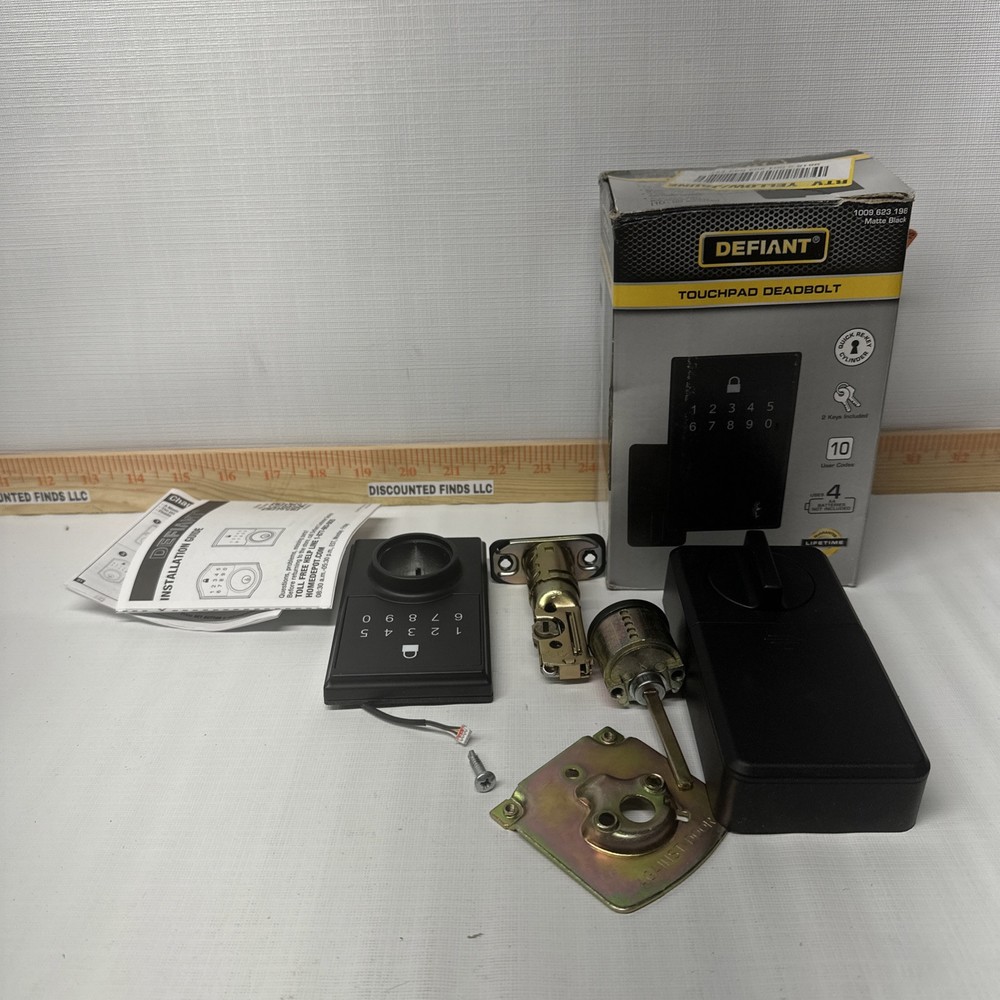 Defiant Matte Black Square Touchpad Deadbolt Single Cylinder B35  