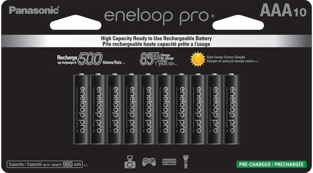 Eneloop Panasonic BK-4HCCA10FA pro AAA High-Capacity Ni-MH Pre-Charged Rechar...
