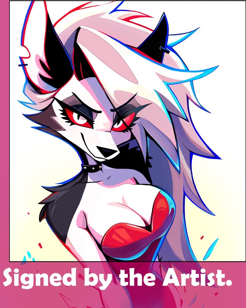 Loona Helluva Boss anime furry art 11x17 signed metal print by artist