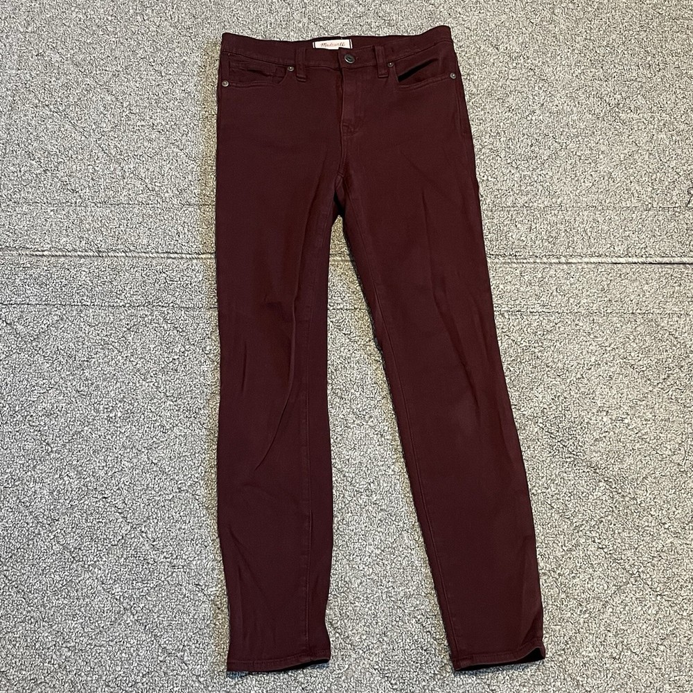 Madewell Womens Burgundy High Rise Skinny Jeans Size 25 Stretch Lightweight 9 Inch Rise