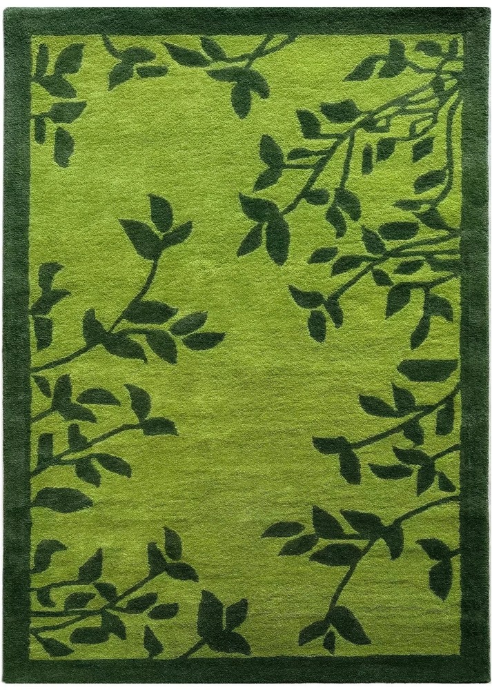 Modern Hand-Tufted Green Wool Area Rug | Beautiful Floral Design Rug for Bedroom