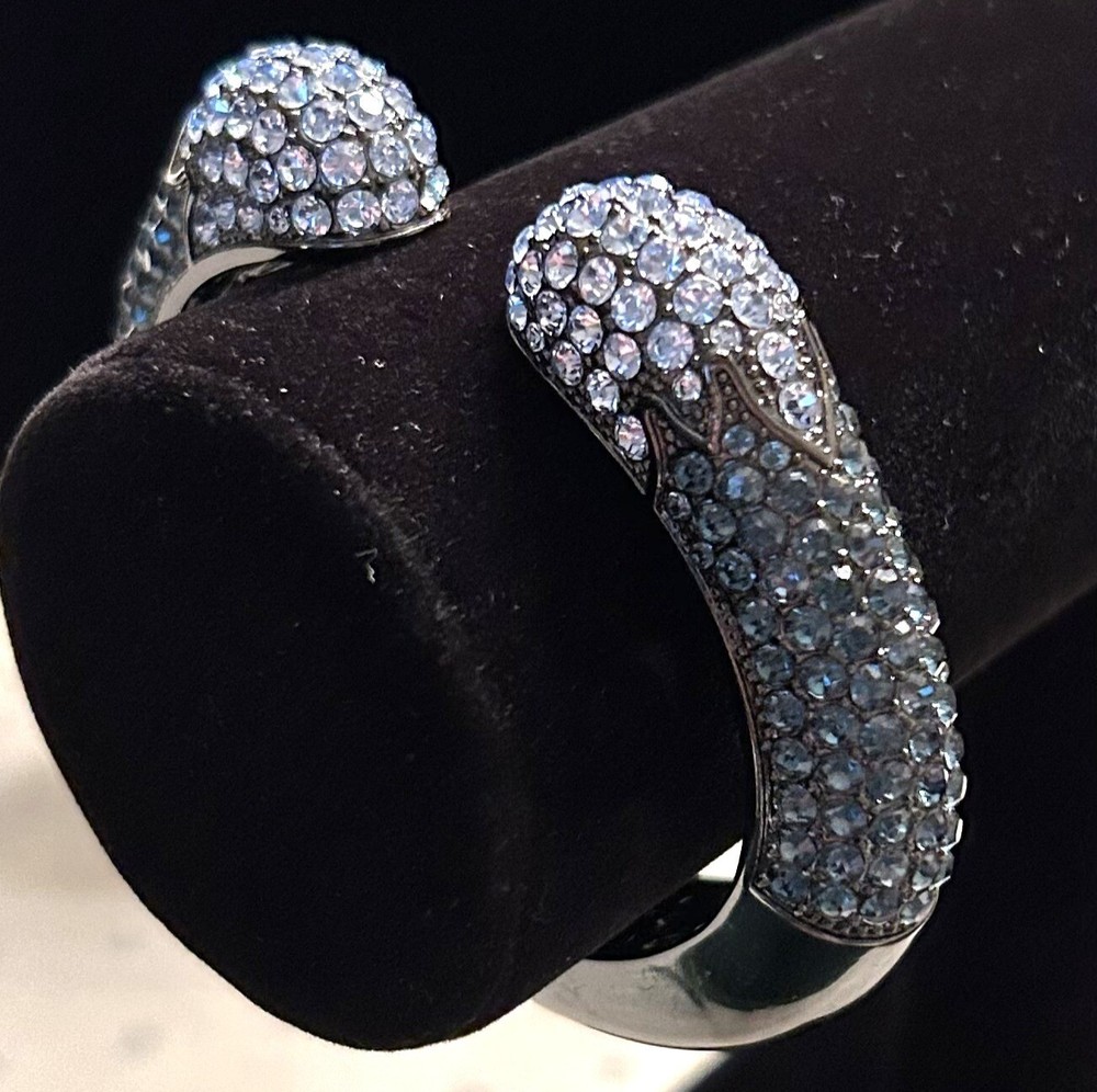 Joan Boyce Kissable Hinged Cuff Bracelet With Blue Swarovski Crystals