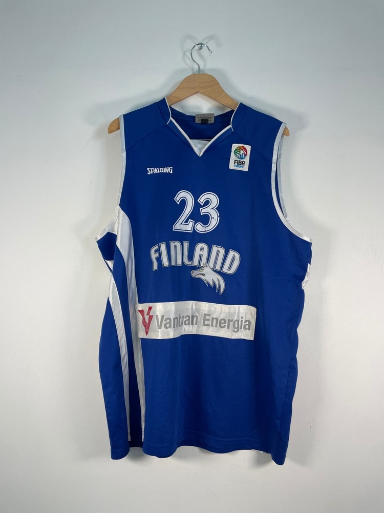 Vintage Fiba Europe Spalding Finland Men Basketball Jersey (Size: XXL)