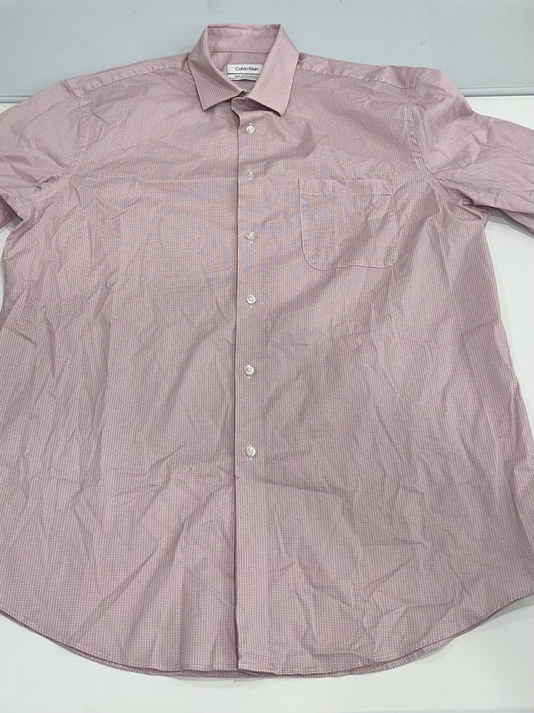 Calvin Klein Men’s Tech Active Stretch Dress Shirt, Red, L (16-16.5-34/35)