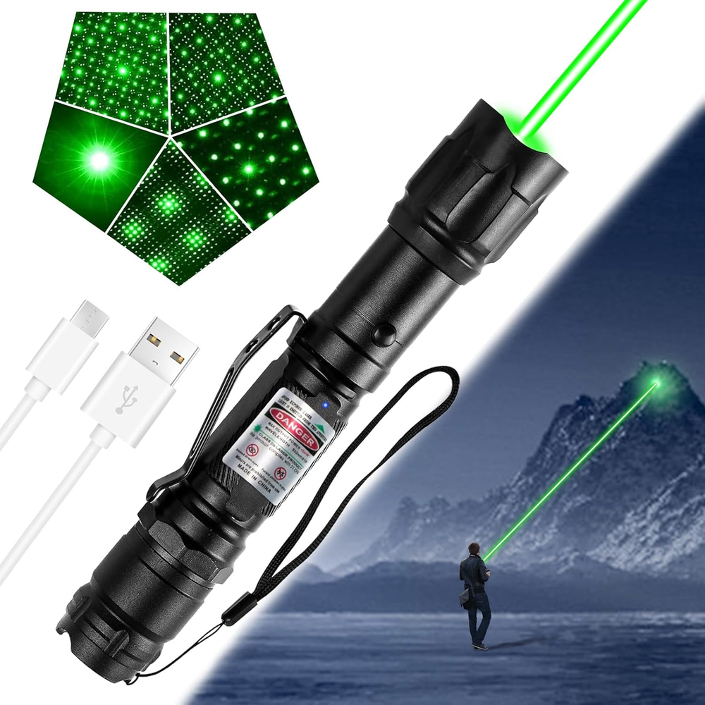 Green Light Flashlight, Long Range Dot Beam Pen Tactical Flashlights with Star C