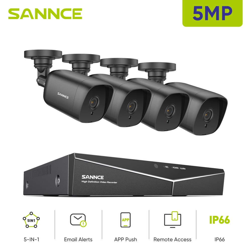SANNCE 5in1 8CH DVR HD 5MP Security Camera System Oudoor Motion Detection IR