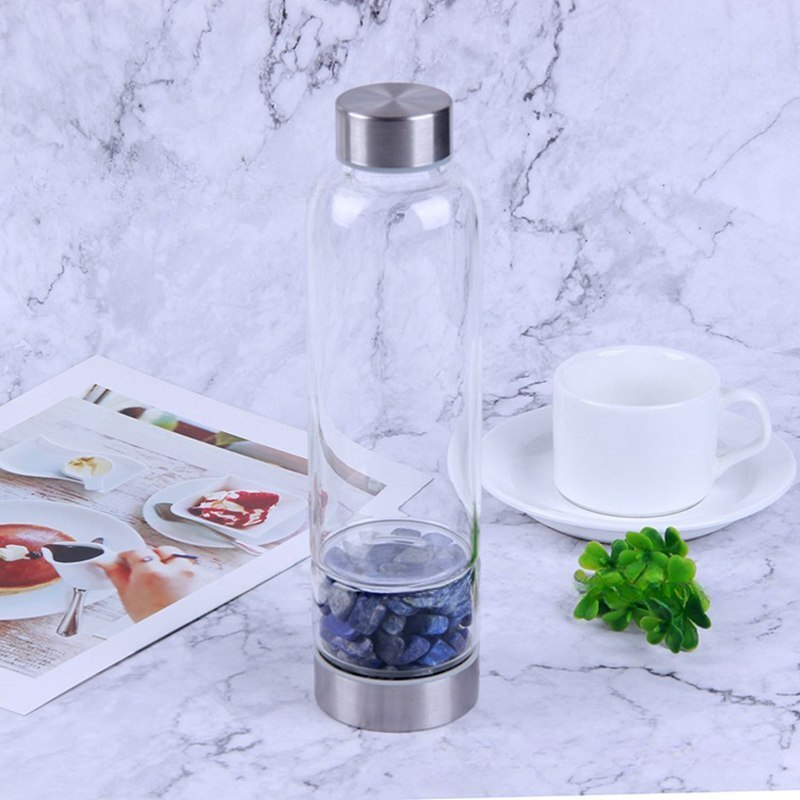 Natural Lapis Lazuli Quartz Elixir Water Bottle Energy Healing Crystal Drink Cup