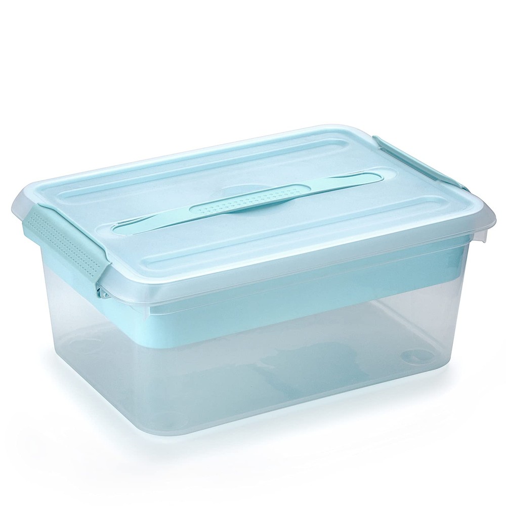 Stack & Carry Box, Clear Plastic Storage Container Stackable Home Utility Box...