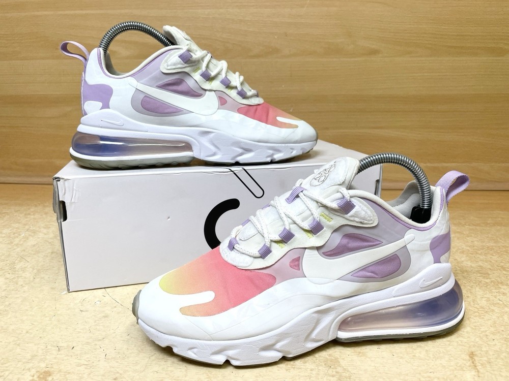 Nike Air Max 270 React Woman’s Trainers UK Size 5 White & Purple Shoes Boxed