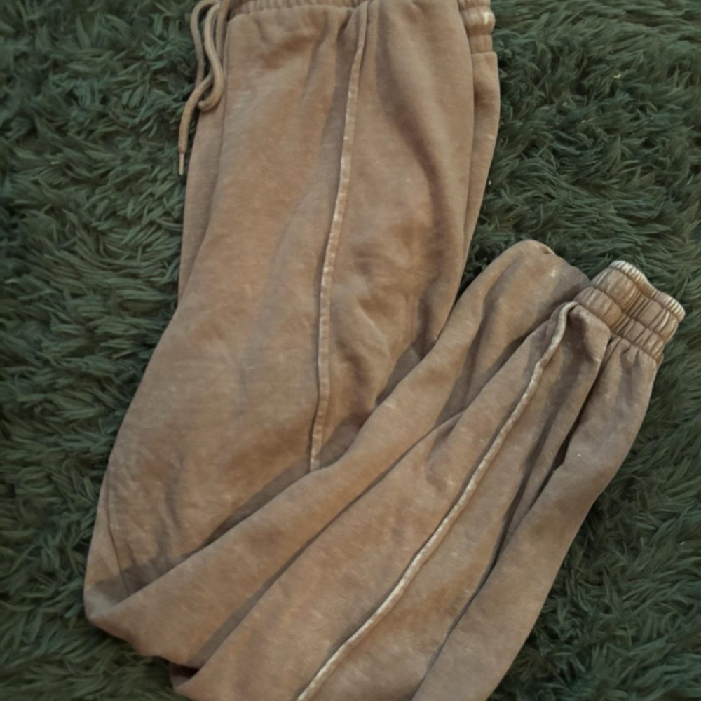 Pink Brown Cuffed Jogger Sweatpants Comfortable Casual Lounge Pants